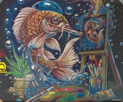 Artist Koi, 8x10, Grace Yu